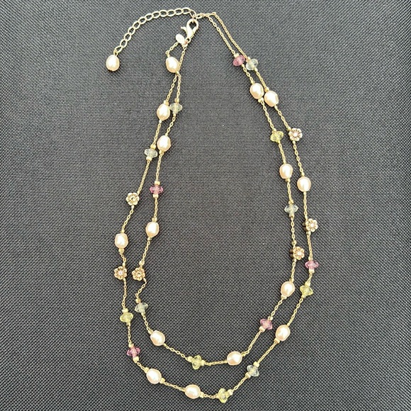 Premier Design Gold-tone Necklace w/ pearls ~ beads ~ flowers - Picture 1 of 5